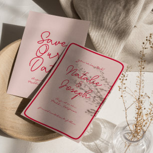 Reserve A Data Casamento Moderno Único e Colorido Escrito À Mão