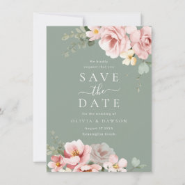 Reserve A Data Casamento Moderno Verde Blush & Sage