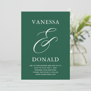 Reserve A Data Casamento Moderno Verde Esmeralda de Vanessa