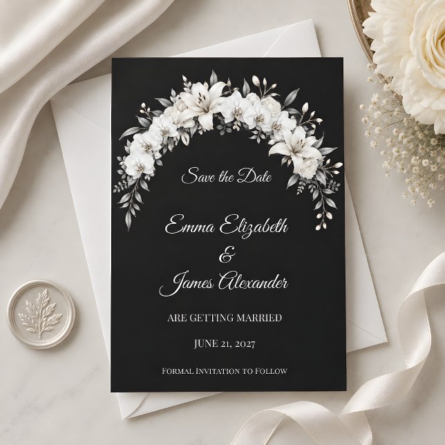 Reserve A Data Casamento Monocromático de Luxo (Luxury monochrome wedding save the date mockup. Created using AI technology)
