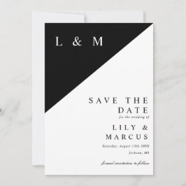 Reserve A Data Casamento Monograma Minimalista Preto e Branco