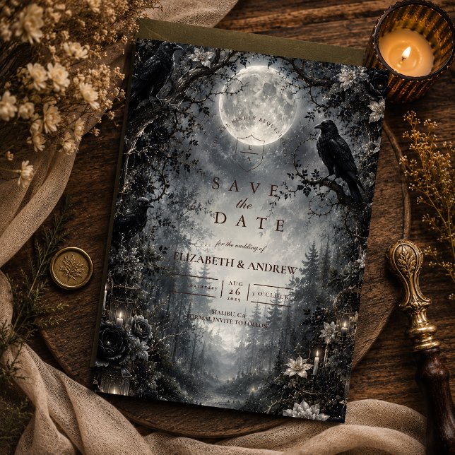 Reserve A Data Casamento Moody Gothic na Floresta (Criador carregado)