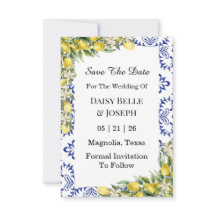 Casamento Mosaico Azul Limão Mediterrâneo Moderno