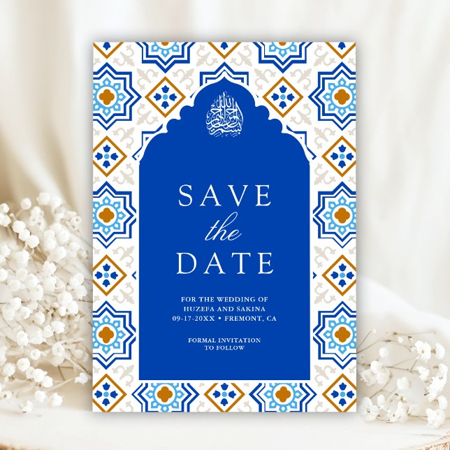 Reserve A Data Casamento Muçulmano Mosaico Persa Azul Azure (Criador carregado)