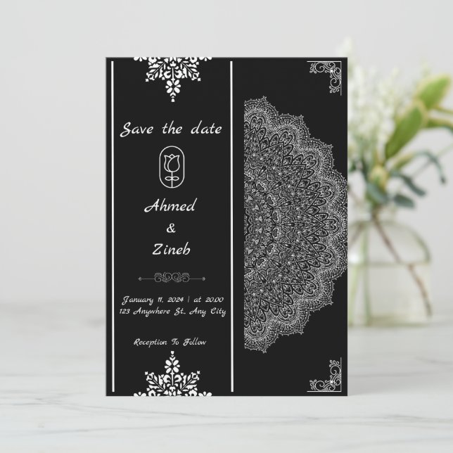 Reserve A Data Casamento Muçulmano Salve a Data (Em pé/Frente)