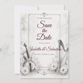 Reserve A Data Casamento Musical Monocromático Elegante
