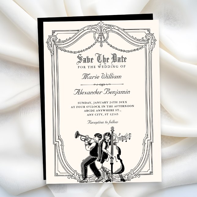 Reserve A Data Casamento musical vintage (Criador carregado)