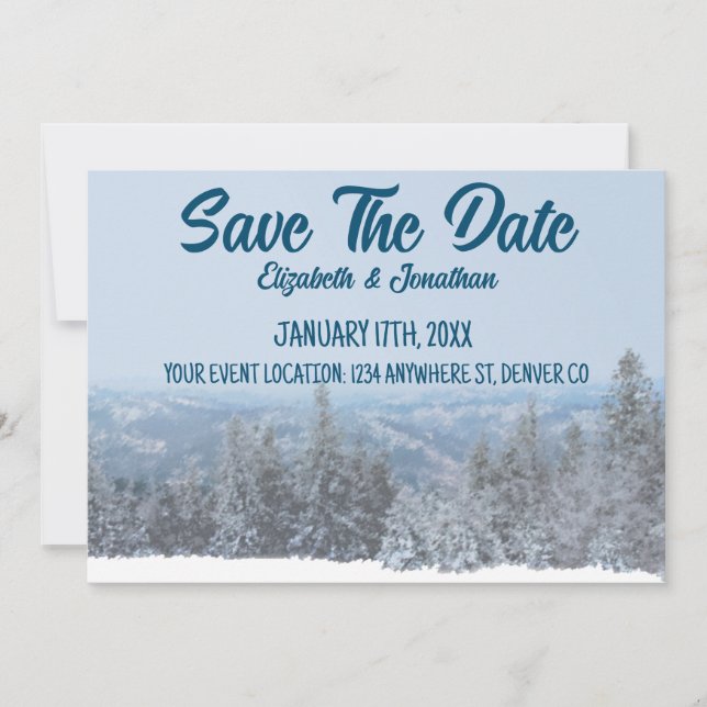 Reserve A Data Casamento na Floresta da Montanha Nevada Save The  (Frente)