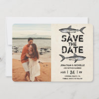 Casamento na Praia com Foto de Tubarão Vintage