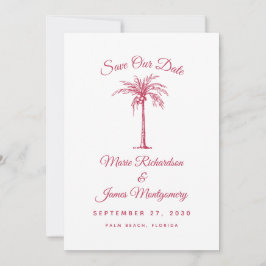 Reserve A Data Casamento na Praia com Tema Magenta Moderno - Salv