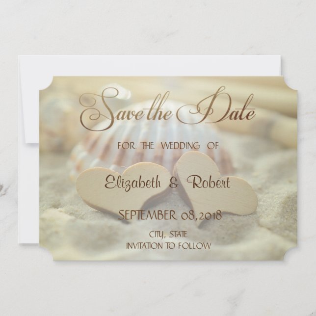 Reserve A Data Casamento na Praia, Concha, Corações de Madeira Sa (Frente)