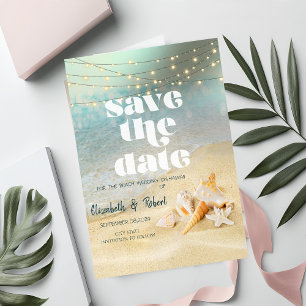 Reserve A Data Casamento na Praia Luzes de Corda de Conchas SaveT