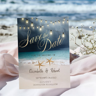 Reserve A Data Casamento na Praia, Luzes de Cordão de Estrela do
