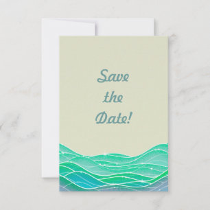 Reserve A Data Casamento na Praia Moderno Ondas do Oceano Salve o