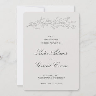 Reserve A Data Casamento Não Fotográfico Elegante de Cinzas Simpl