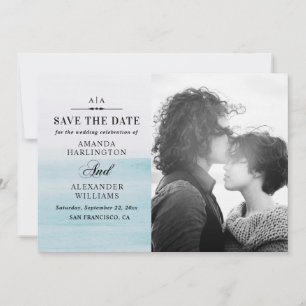 Reserve A Data Casamento náutico azul pastel aquarela elegante