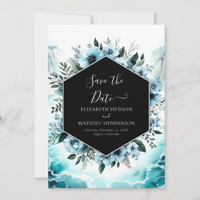 Reserve A Data Casamento Náutico Chic Watercolor (Frente)