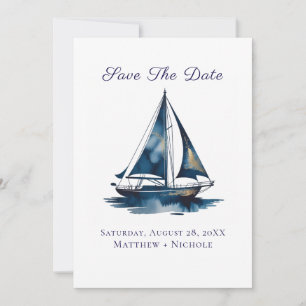 Reserve A Data Casamento Náutico de Barco à Vela Azul Marinho e D