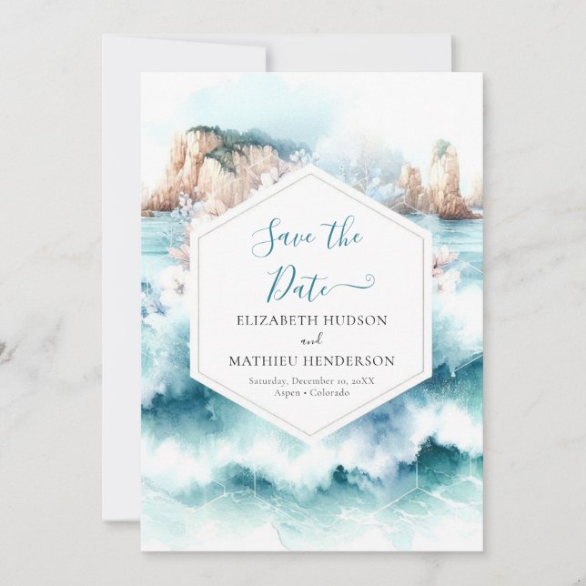 Reserve A Data Casamento Náutico Minimalista Azul (Frente)