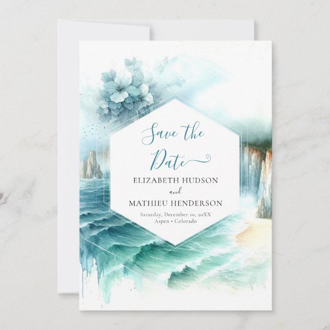 Reserve A Data Casamento Náutico Mínimo E Amável (Frente)