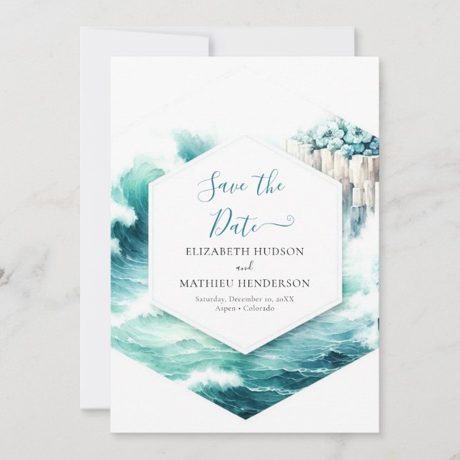 Reserve A Data Casamento Náutico Mínimo Editável (Frente)