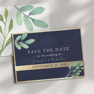 Reserve A Data Casamento Navy Dourado e Verde