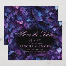 Reserve A Data Casamento Negra de Cristais de Bruxas de Roxo Escu