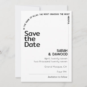 Reserve A Data Casamento Negro Branco Multão e Elegante e Minimal