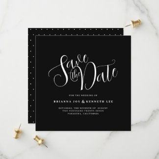 Reserve A Data Casamento Negro com Tipografia Elegante Simples