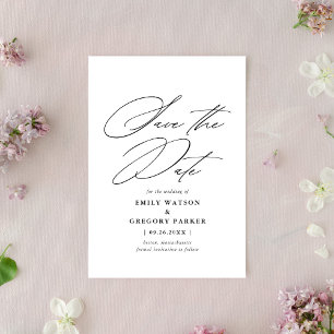 Reserve A Data Casamento Negro da Caligrafia Mínima Moderna