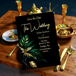 Reserve A Data Casamento negro de ouro minimalista