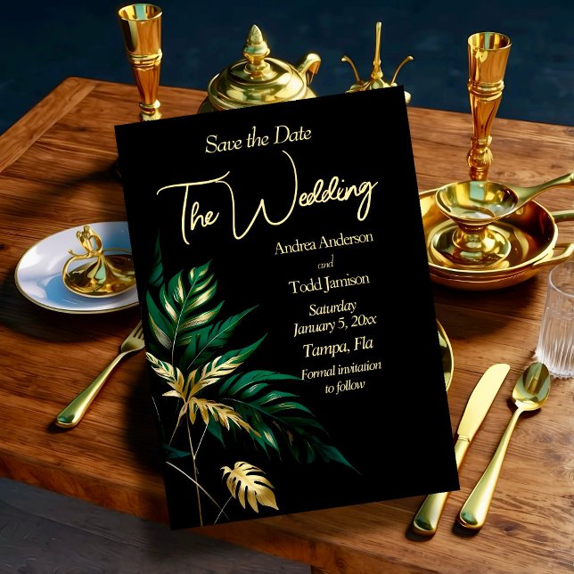 Reserve A Data Casamento negro de ouro minimalista (Criador carregado)