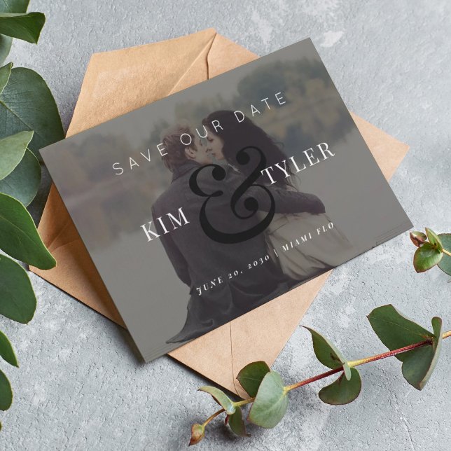 Reserve A Data Casamento negro de sobreposição de fotos modernas (Criador carregado)