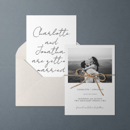 Reserve A Data Casamento Negro e Branco da Caligrafia Moderna