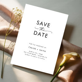 Reserve A Data Casamento Negro e Branco Minimalista de Script Ele