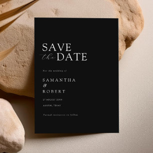 Reserve A Data Casamento Negro e Branco minimalista moderno