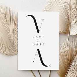 Reserve A Data Casamento Negro e Branco Moderno e Minimalista Ele