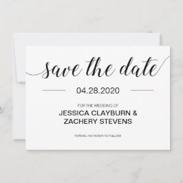 Reserve A Data Casamento Negro e Branco Moderno Elegante