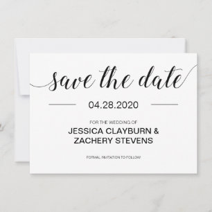 Reserve A Data Casamento Negro e Branco Moderno Elegante