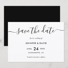 Reserve A Data Casamento Negro e Branco Moderno Elegante