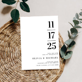 Reserve A Data Casamento Negro e Branco Moderno Elegante