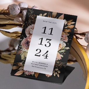 Reserve A Data Casamento negro floral de queda de aquarela