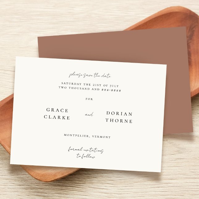 Reserve A Data Casamento Neutral Russo Simples Mocha Mousse (Criador carregado)