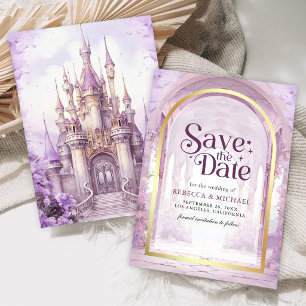 Reserve A Data Casamento no Castelo de Conto de Fadas Floral Roxo