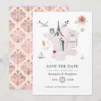 Casamento no Destino Paris com Rosa e Dourado Rosa