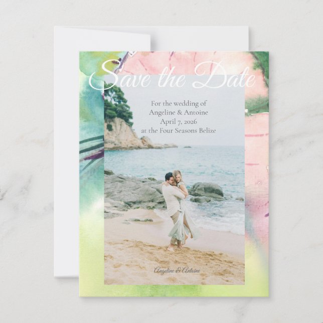 Reserve A Data Casamento no Destino Tropical  (Frente)