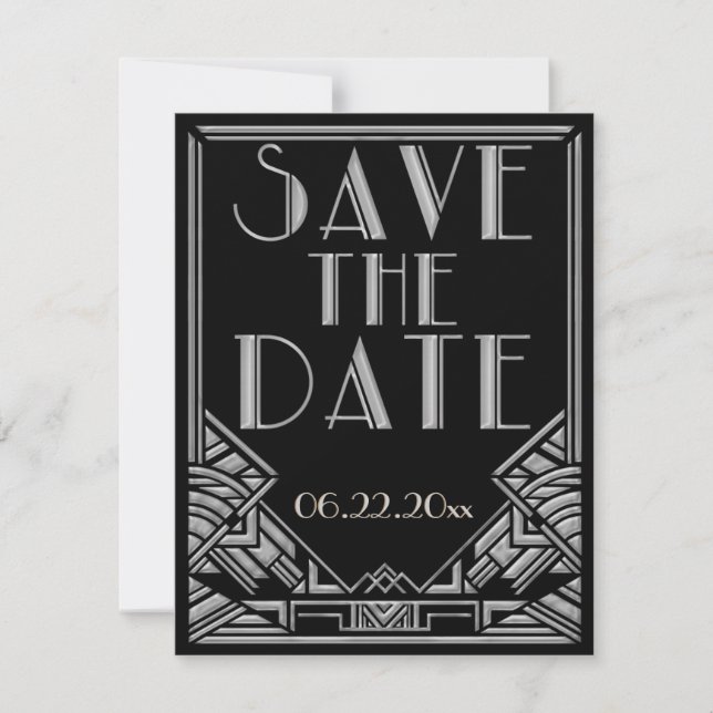 Reserve A Data Casamento no Estilo Art Deco Salve a Data (Frente)