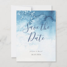 Casamento no inverno Azul De Aquarela Salvar A Dat