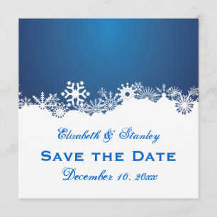 Reserve A Data casamento no inverno branco azul Snowflake Guarde