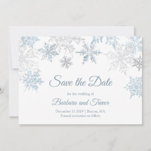 Reserve A Data Casamento no inverno de Natal Silver Blue Snowflak